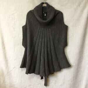 Armani Jeans Gray Tie-Back Cowl Neck Sweater